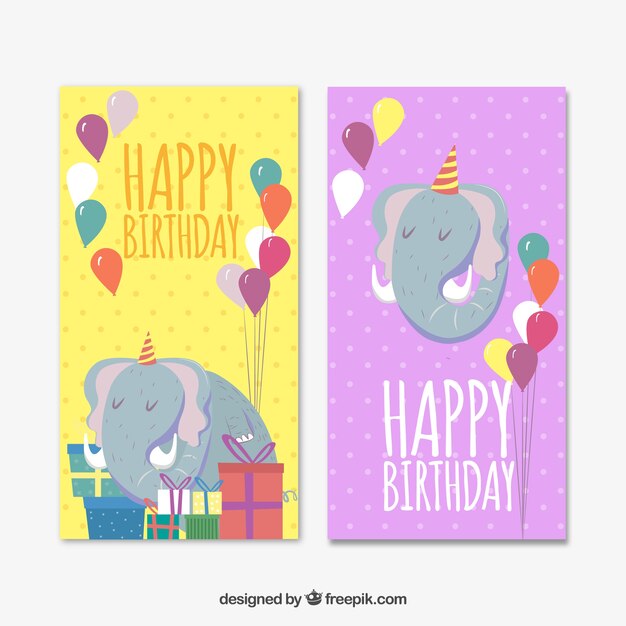 Felicitación de cumpleaños con bonitos elegantes y regalos
