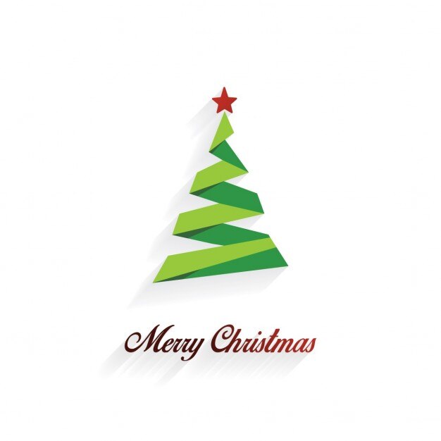 Felicitación de navidad con árbol de origami
