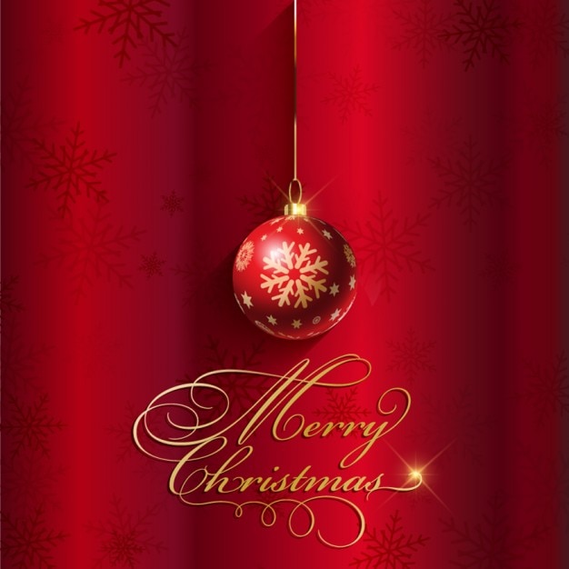 Vector gratuito felicitación de navidad roja con bola de navidad