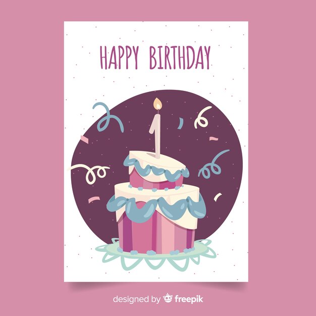Felicitación primer cumpleaños tarta superpuesta