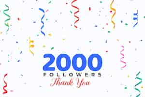 Vector gratuito felicitación por la red de 2000 seguidores en las redes sociales