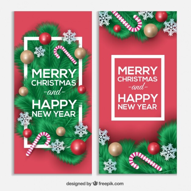 Felicitaciones de navidad y año nuevo con bastones de caramelo