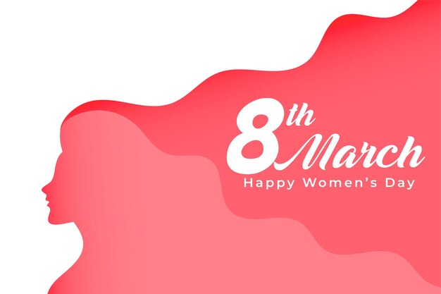 Feliz 8 de marzo tarjeta de felicitación del día de la mujer en estilo de corte de papel