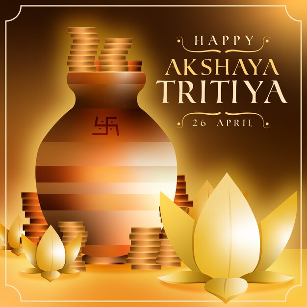 Feliz akshaya tritiya pila de monedas