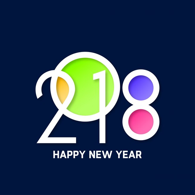 Feliz año nuevo 2018 diseño colorido de texto