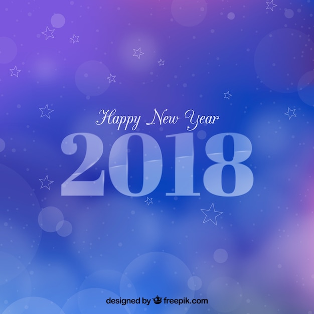 Feliz año nuevo 2018 fondo azul borroso