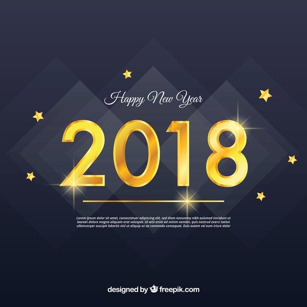 Feliz año nuevo 2018 fondo con dígitos dorados