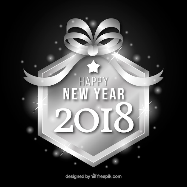 Vector gratuito feliz año nuevo 2018 fondo plateado