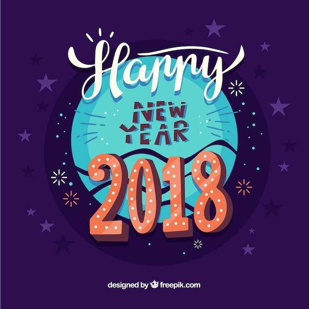 Vector gratuito feliz año nuevo 2018 en letras coloridas