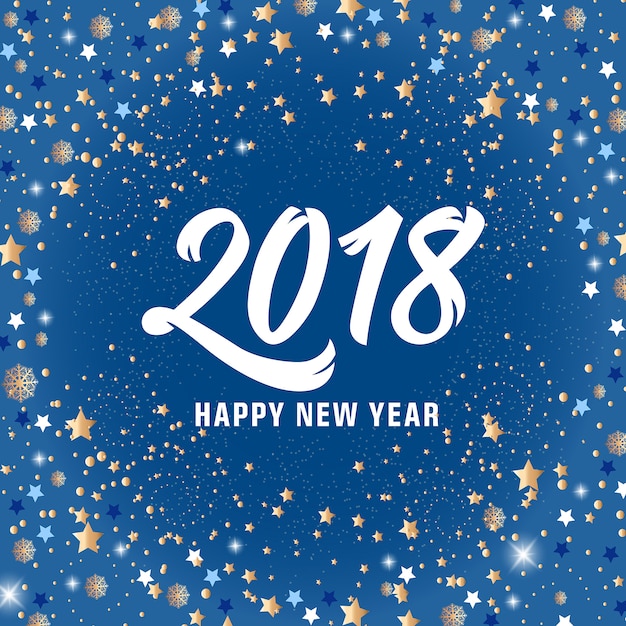 Feliz año nuevo 2018 letras y estrellas