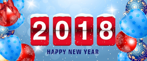Feliz año nuevo 2018 Letras en el marcador