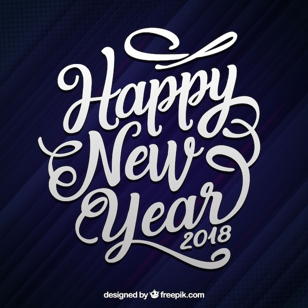 Vector gratuito feliz año nuevo 2018 con lettering plano