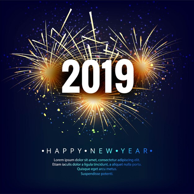Feliz año nuevo 2019 celebración tarjeta fondo colorido