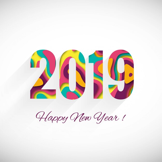Feliz año nuevo 2019 celebración tarjeta fondo colorido
