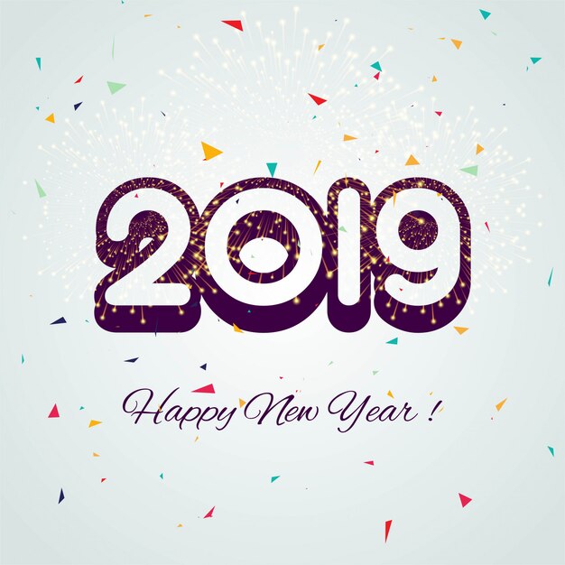 Feliz año nuevo 2019 celebración tarjeta fondo colorido