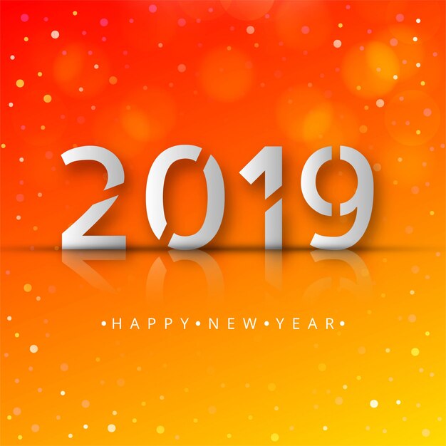 Feliz año nuevo 2019 celebración tarjeta fondo colorido