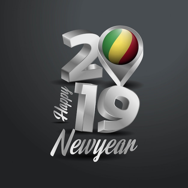 Vector gratuito feliz año nuevo 2019 tipografía gris