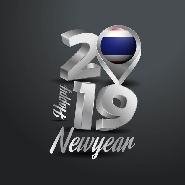 Feliz año nuevo 2019 tipografía gris