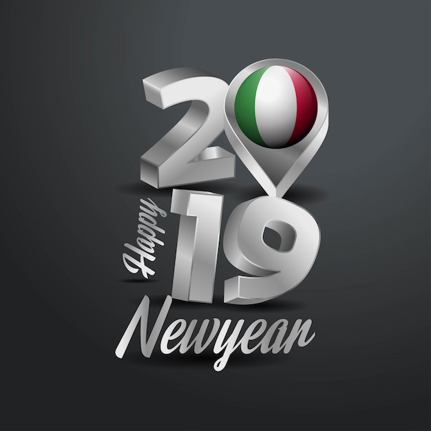 Feliz año nuevo 2019 tipografía gris