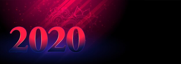 Feliz año nuevo 2020 brillante bandera