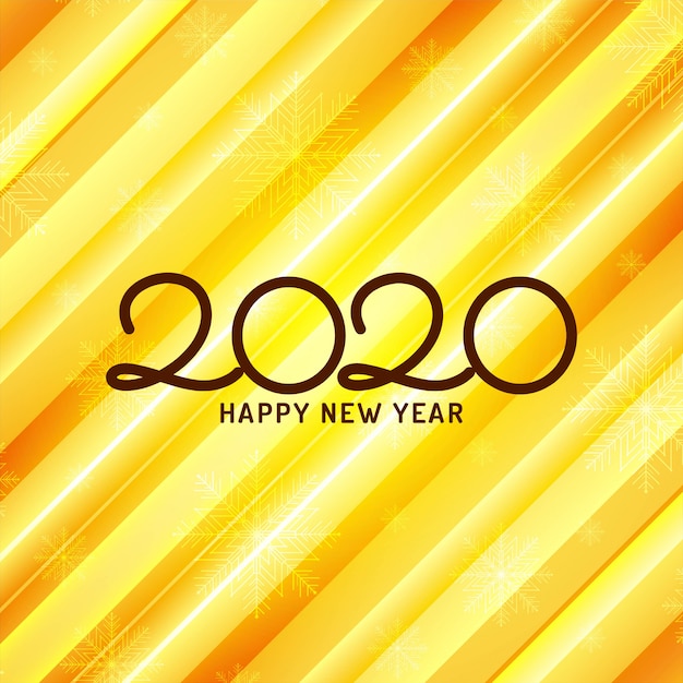 Vector gratuito feliz año nuevo 2020 celebración fondo amarillo