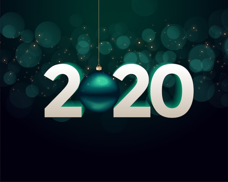 Vector gratuito feliz año nuevo 2020 tarjeta de felicitación
