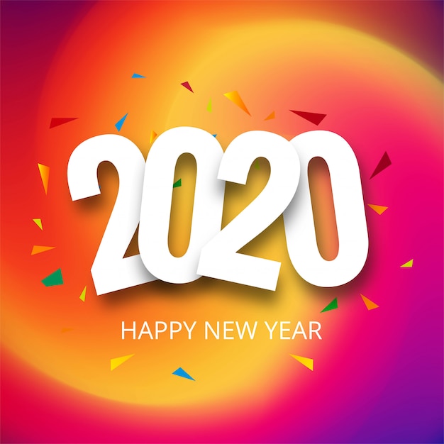 Feliz año nuevo 2020 tarjeta de vacaciones confeti