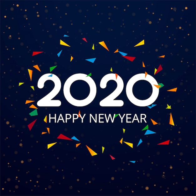 Vector gratuito feliz año nuevo 2020 tarjeta de vacaciones confeti