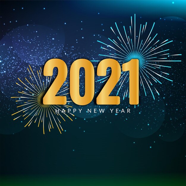 Feliz año nuevo 2021 fondo de celebración de fuegos artificiales