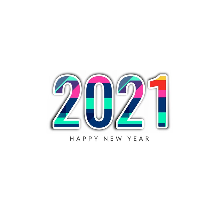 Vector gratuito feliz año nuevo 2021 fondo de texto colorido