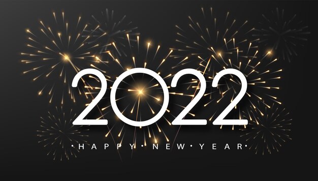 Feliz año nuevo 2021 con fuegos artificiales brillantes sobre fondo oscuro. Concepto de decoración navideña, tarjeta, póster, pancarta, folleto.