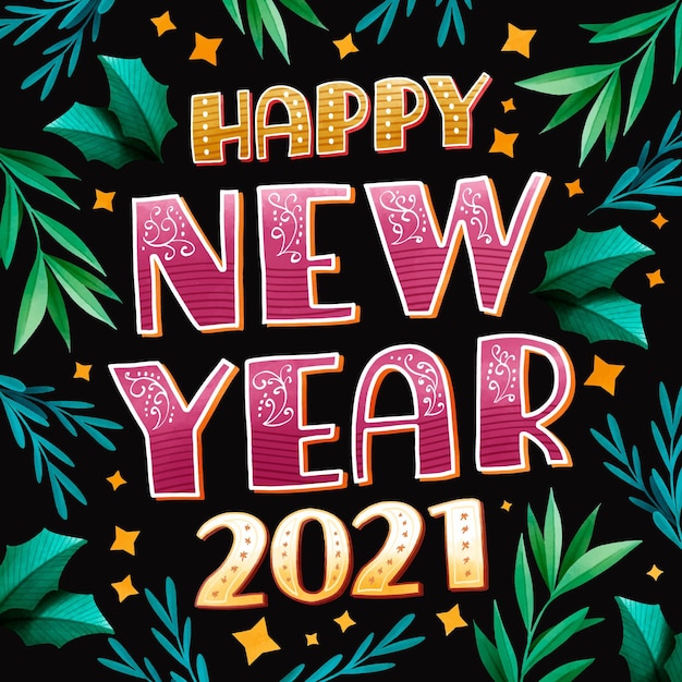 Vector gratuito feliz año nuevo 2021 letras