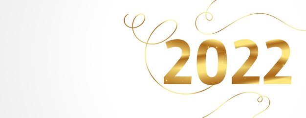Feliz año nuevo 2022 banner dorado con líneas de remolino