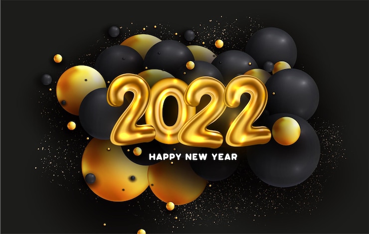 Vector gratuito feliz año nuevo 2022 con bolas abstractas