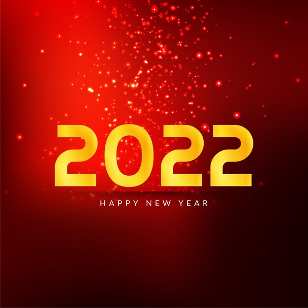 Feliz año nuevo 2022 brilla vector de fondo rojo