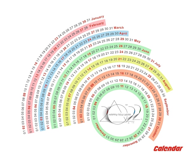 Vector gratuito feliz año nuevo 2022 calendario - elementos de diseño de vacaciones de año nuevo para tarjetas navideñas, cartel de banner de calendario para decoraciones, fondo de ilustración vectorial.