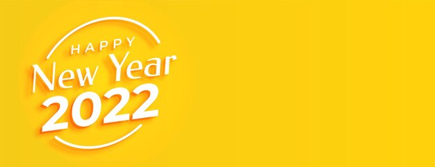 Feliz año nuevo 2022 diseño de banner amarillo