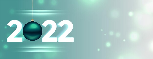 Feliz año nuevo 2022 diseño de banner realista bokeh