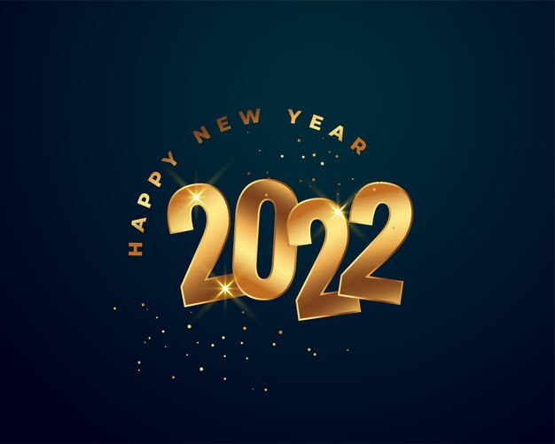 Feliz año nuevo 2022 diseño de tarjeta de felicitación dorada