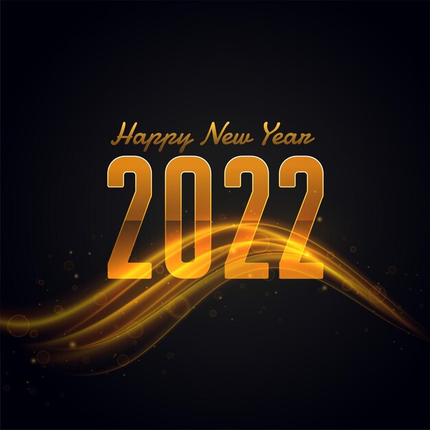 Feliz año nuevo 2022 diseño de tarjeta de felicitación con efecto de luz