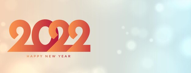 Feliz año nuevo 2022 elegante diseño de banner bokeh
