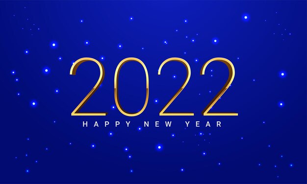 Feliz año nuevo 2022 elegante texto dorado con luz