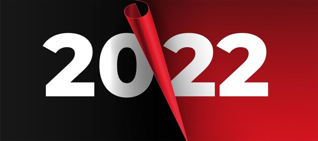 Feliz año nuevo 2022 Fondo de banner con diseño de página de papel