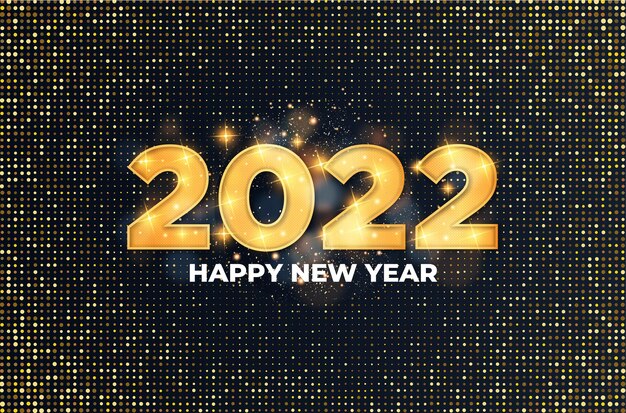 Feliz año nuevo 2022 fondo con globos dorados realistas