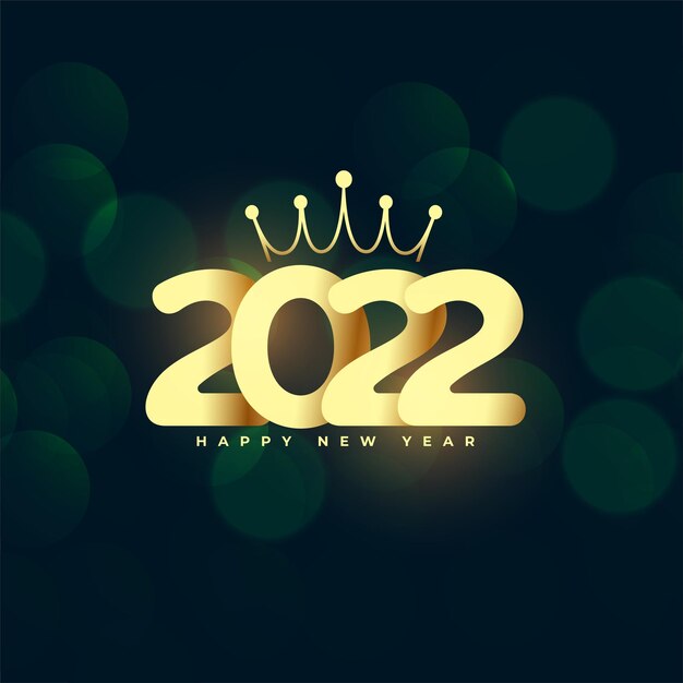 Feliz año nuevo 2022 fondo de pantalla dorado con corona