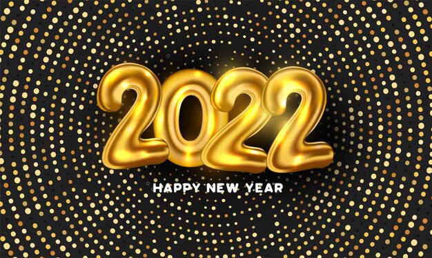 Feliz año nuevo 2022 fondo con puntos dorados