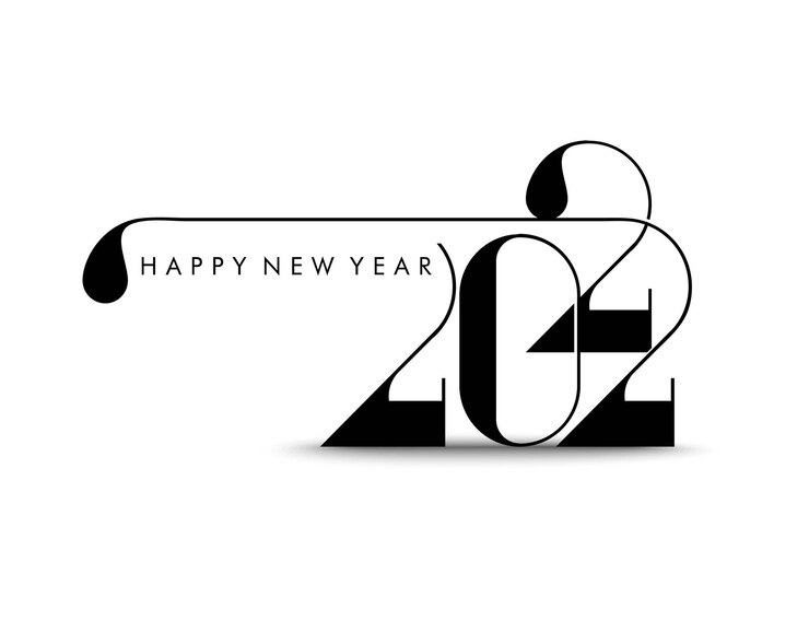 Vector gratuito feliz año nuevo 2022 golpeteo de diseño de tipografía de texto, ilustración vectorial.