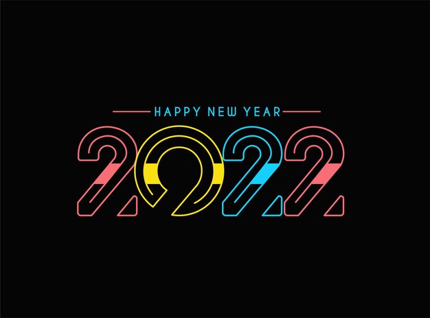 Feliz año nuevo 2022 golpeteo de diseño de tipografía de texto, ilustración vectorial.