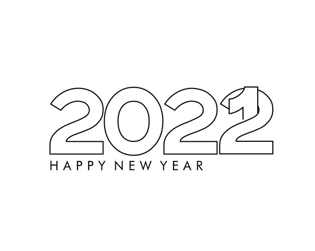 Feliz año nuevo 2022 golpeteo de diseño de tipografía de texto, ilustración vectorial.