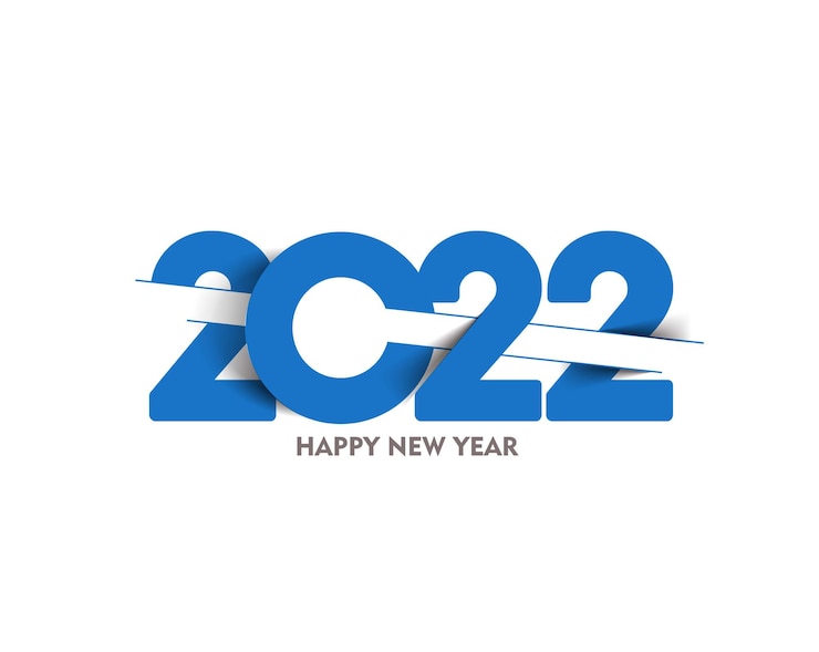 Vector gratuito feliz año nuevo 2022 golpeteo de diseño de tipografía de texto, ilustración vectorial.